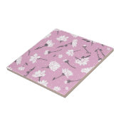 Roze Bloempatroon Design - Elegante Bloemkunst Tegeltje (Zijkant)