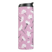 Roze Bloempatroon Design - Elegante Bloemkunst Thermosbeker (Gedraaid links)