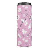 Roze Bloempatroon Design - Elegante Bloemkunst Thermosbeker (Achterkant)