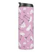 Roze Bloempatroon Design - Elegante Bloemkunst Thermosbeker (Geroteerd rechts)