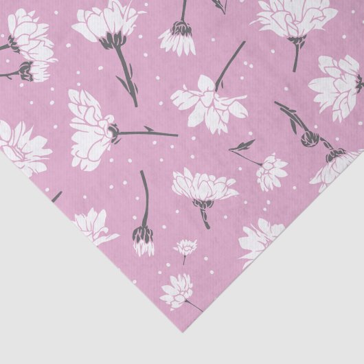 Roze Bloempatroon Design - Elegante Bloemkunst Tissuepapier (Detail)