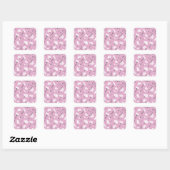 Roze Bloempatroon Design - Elegante Bloemkunst Vierkante Sticker (Vel)