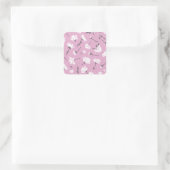 Roze Bloempatroon Design - Elegante Bloemkunst Vierkante Sticker (Tas)