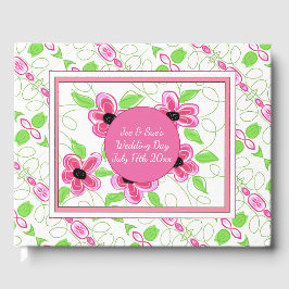 Roze bloempatroon gastenboek
