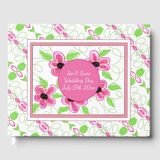 Roze bloempatroon gastenboek (Voorkant)