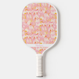 Roze Bloempatroon Gepersonaliseerde naam Schattige Pickleball Paddle