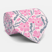 Roze bloempatroon in mid-century modern stijl stropdas (Opgerold)