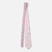 Roze bloempatroon in mid-century modern stijl stropdas (Achterkant)