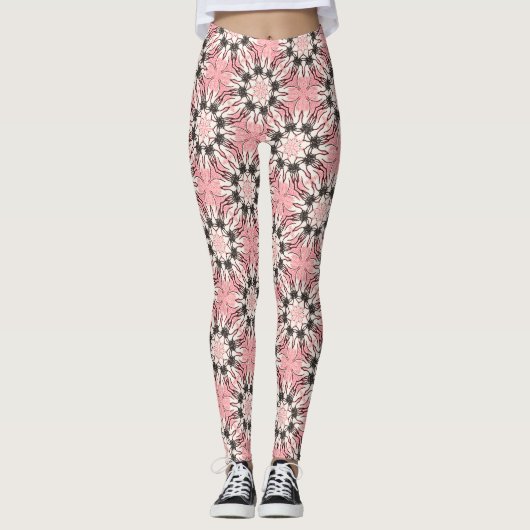 Roze bloempatroon leggings (Voorkant)