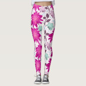Roze bloempatroon leggings (Voorkant)