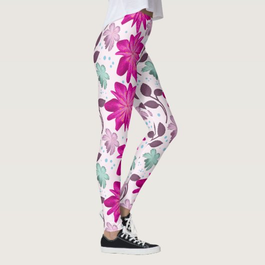 Roze bloempatroon leggings (Rechts)