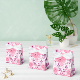 Roze bloempatroon met elegante bloesems bedankdoosjes