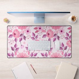 Roze bloempatroon met elegante bloesems bureaumat
