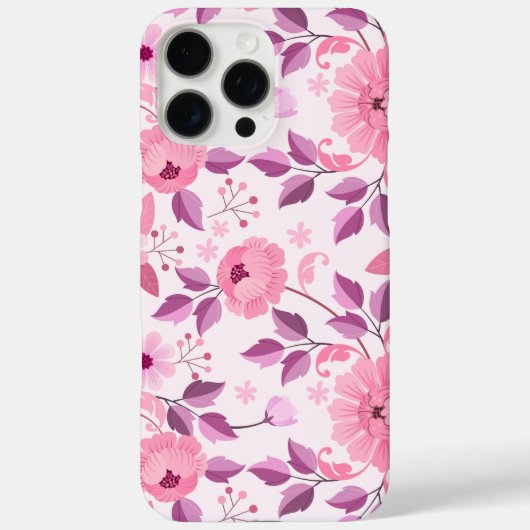Roze bloempatroon met elegante bloesems Case-Mate iPhone case (Achterkant)