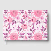 Roze bloempatroon met elegante bloesems gastenboek (Voorkant)