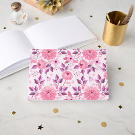 Roze bloempatroon met elegante bloesems gastenboek