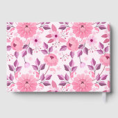 Roze bloempatroon met elegante bloesems gastenboek (Achterkant)