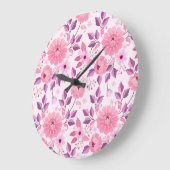 Roze bloempatroon met elegante bloesems grote klok (Hoek)