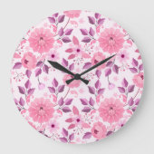 Roze bloempatroon met elegante bloesems grote klok (Voorkant)