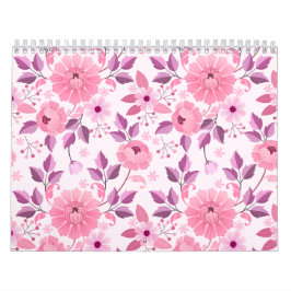 Roze bloempatroon met elegante bloesems kalender