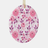 Roze bloempatroon met elegante bloesems keramisch ornament (Rechts)