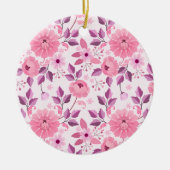 Roze bloempatroon met elegante bloesems keramisch ornament (Voorkant)