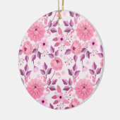 Roze bloempatroon met elegante bloesems keramisch ornament (Links)