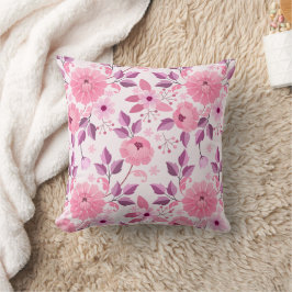 Roze bloempatroon met elegante bloesems kussen