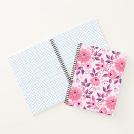 Roze bloempatroon met elegante bloesems notitieboek