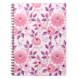 Roze bloempatroon met elegante bloesems notitieboek
