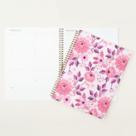 Roze bloempatroon met elegante bloesems planner
