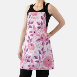 Roze bloempatroon met elegante bloesems schort