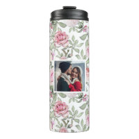 Roze bloempatroon met foto