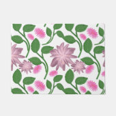 Roze bloempatroon met groene bladeren deurmat (Voorkant)