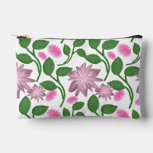 Roze bloempatroon met groene bladeren etui