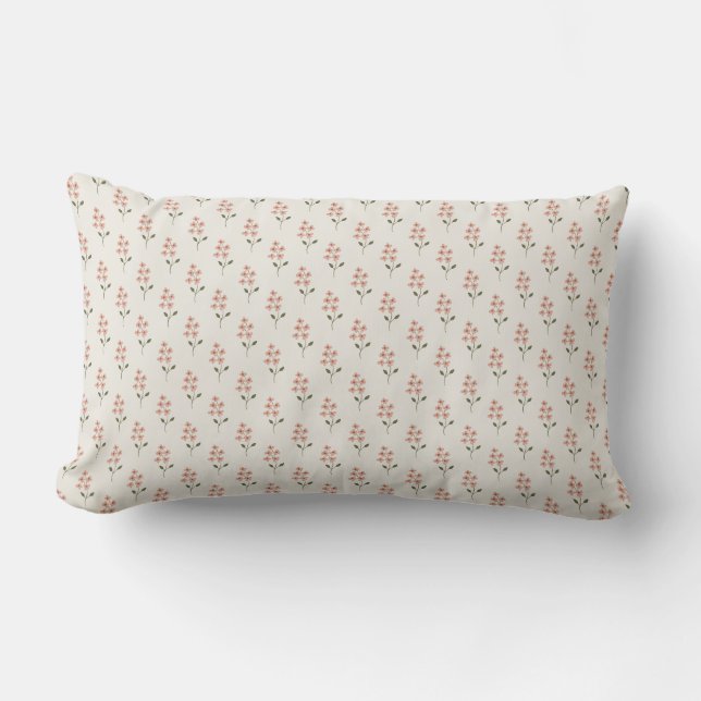 Roze bloempatroon minimalistische werp kussen (Voorkant)