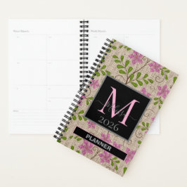 Roze Bloempatroon naam Planner