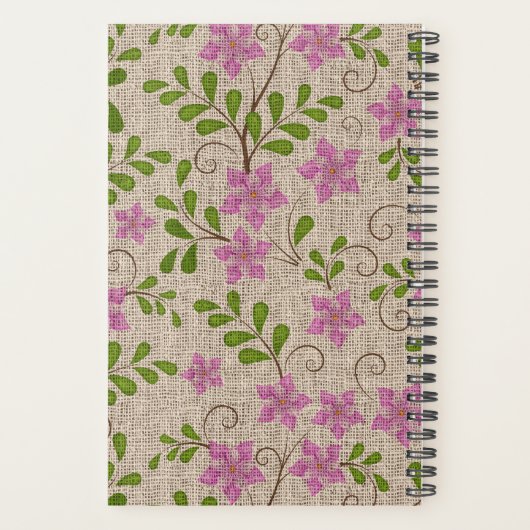  Roze Bloempatroon  naam Planner (Achterkant)