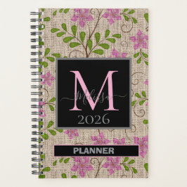  Roze Bloempatroon  naam Planner