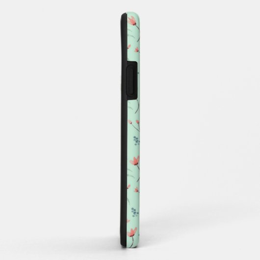 roze bloempatroon op munt groen Case-Mate iPhone case (Achterkant/rechts)