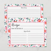 Roze Bloempatroon Recept Kaart (Voorkant / Achterkant)