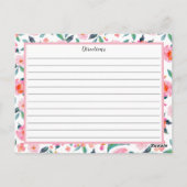 Roze Bloempatroon Recept Kaart (Achterkant)