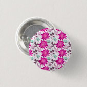 Roze bloempatroon ronde button 3,2 cm (Voorkant /achterkant)