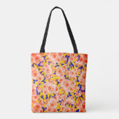 Roze bloempatroon tote bag (Achterkant)