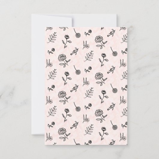 Roze Bloempatroon Uitnodiging Kaart (Achterkant)