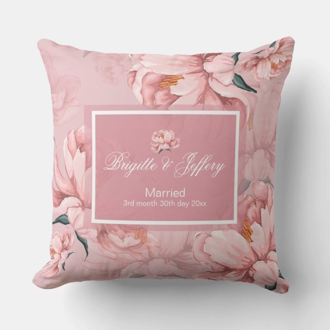 Roze bloemperonenbloem kussen (Voorkant)