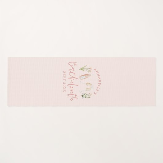 Roze bloemperse moderne girale bachelorette-vakant yogamat (Voorkant (horizontaal))