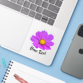 Roze bloempitten met gele stempels in de lente sticker (Laptop met iPhone)