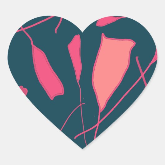 Roze bloempjes over zwarte achtergrond stickers (Voorkant)