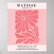 Roze bloemposter in blos | Muurkunst in Matisse-st
